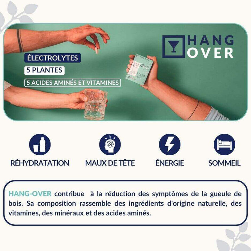 HANG-OVER : comprimés effervescents à dissoudre dans un verre d'eau
