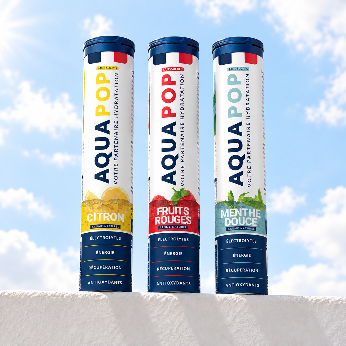 Pack de 3 AQUAPOP (Citron, Fruits Rouges, Menthe)